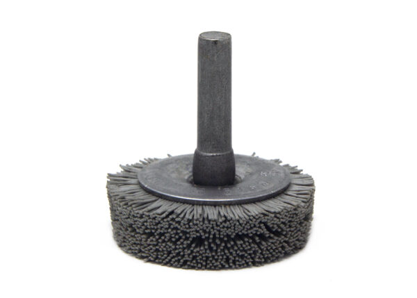 Brosse circulaire évasée sur tige - Ø 38,1 mm - Ø fil 0,457 mm Grain 500 Oxyde d'Alumine - Montage sur mandrin