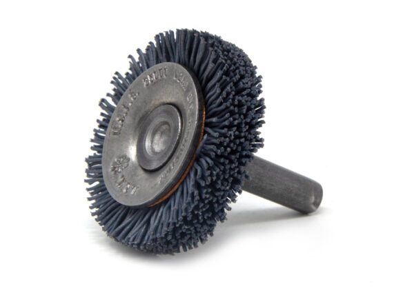 Brosse circulaire évasée sur tige - Ø 38,1 mm - Ø fil 0,559 mm Grain 320 Carbure de silicium - Montage sur mandrin