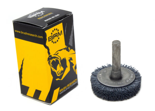 Brosse circulaire évasée sur tige - Ø 38,1 mm - Ø fil 0,457 mm Grain 500 Carbure de silicium - Montage sur mandrin
