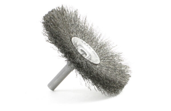 Brosse circulaire évasée sur tige - Ø 38,1 mm - Ø fil 0,152 mm Acier carbone - Montage sur mandrin