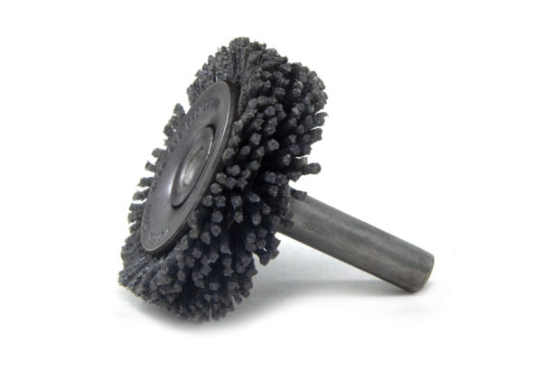 Brosse circulaire évasée sur tige - Ø 44,45 mm - Ø fil 1,016 mm Grain 80 Carbure de silicium - Montage sur mandrin