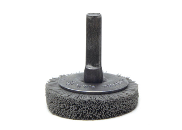 Brosse circulaire évasée sur tige - Ø 44,45 mm - Ø fil 0,305 mm Grain 600 Oxyde d'Alumine - Montage sur mandrin