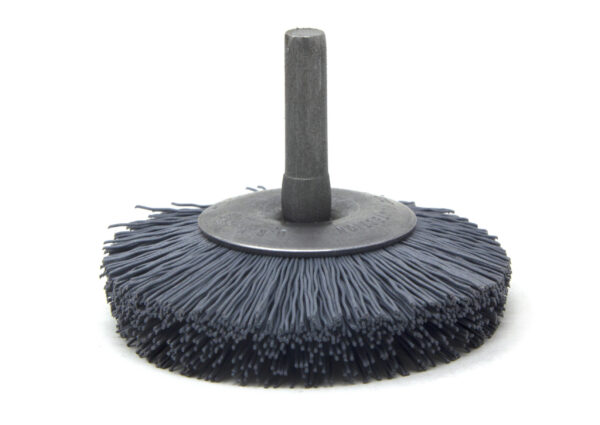 Brosse circulaire évasée sur tige - Ø 50,8 mm - Ø fil 0,559 mm Grain 120 Carbure de silicium - Montage sur mandrin
