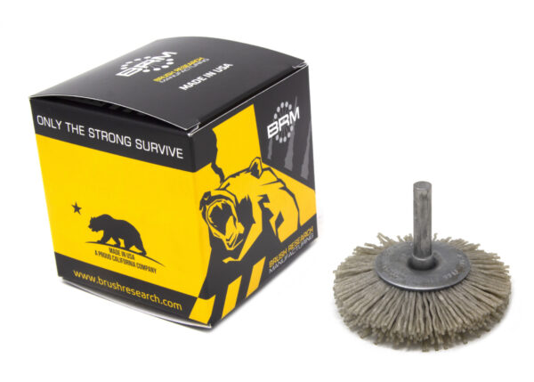 Brosse circulaire évasée sur tige - Ø 76,2 mm - Ø fil 0,457 mm Grain 500 Oxyde d'Alumine - Montage sur mandrin