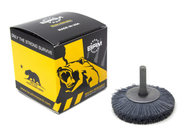 Brosse circulaire évasée sur tige - Ø 76,2 mm - Ø fil 0,457 mm Grain 500 Carbure de silicium - Montage sur mandrin