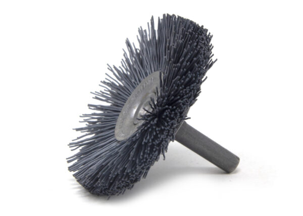 Brosse circulaire évasée sur tige - Ø 76,2 mm - Ø fil 1,016 mm Grain 80 Carbure de silicium - Montage sur mandrin